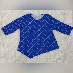 Lulu-B Royal Blue Lattice Long Sleeve Top.